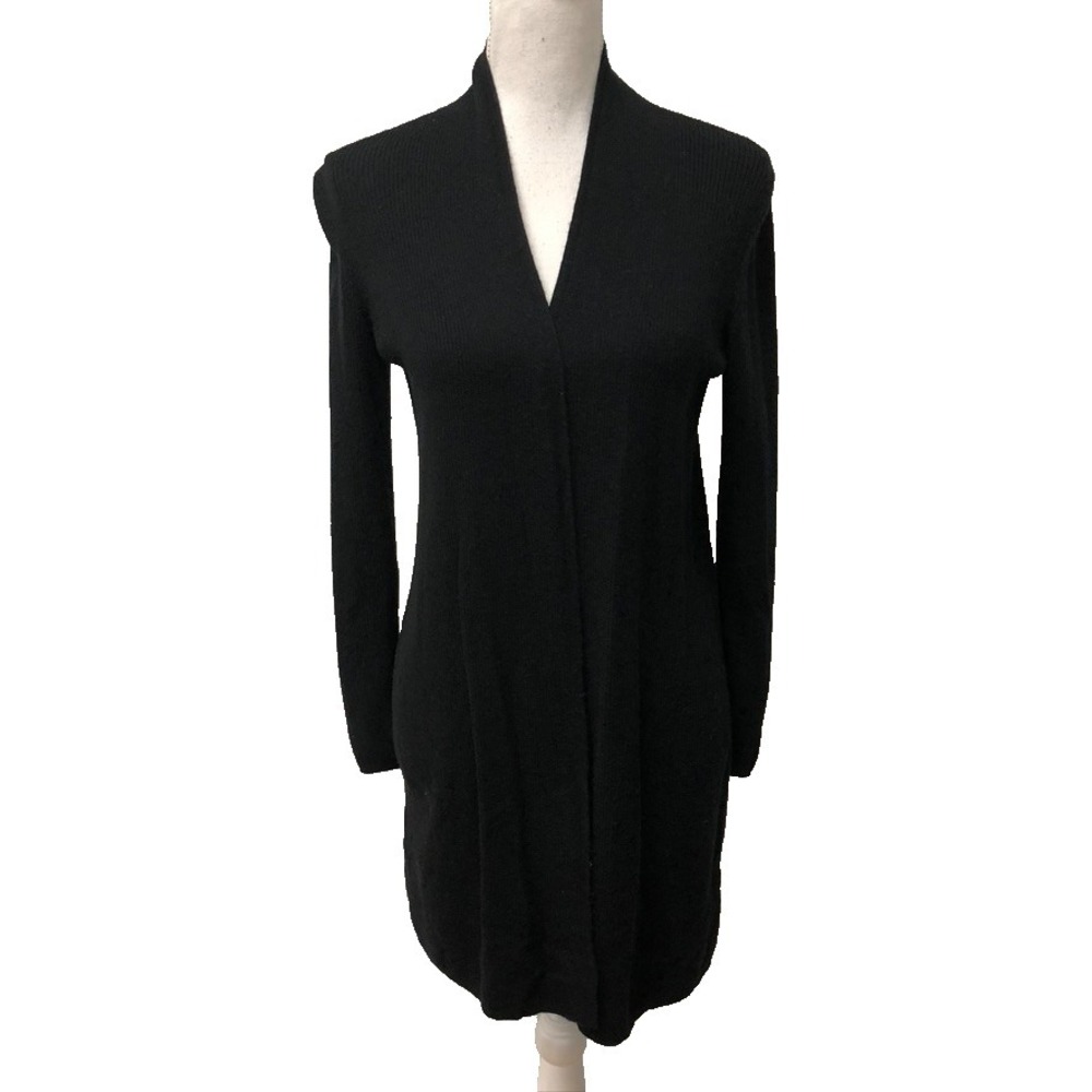 Banana Republic Merino Wool Cardigan Sweater Womens Small Black Mid Length